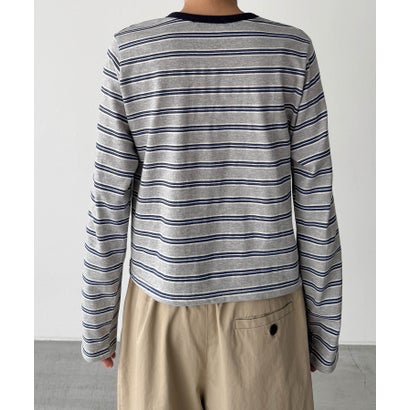 Lakey Park マルチボーダーロングTシャツ （グリーン）｜詳細画像