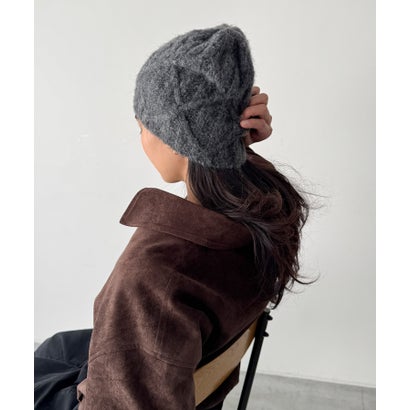 El mar ケーブル編みニットCAP （チャコールグレー）｜詳細画像