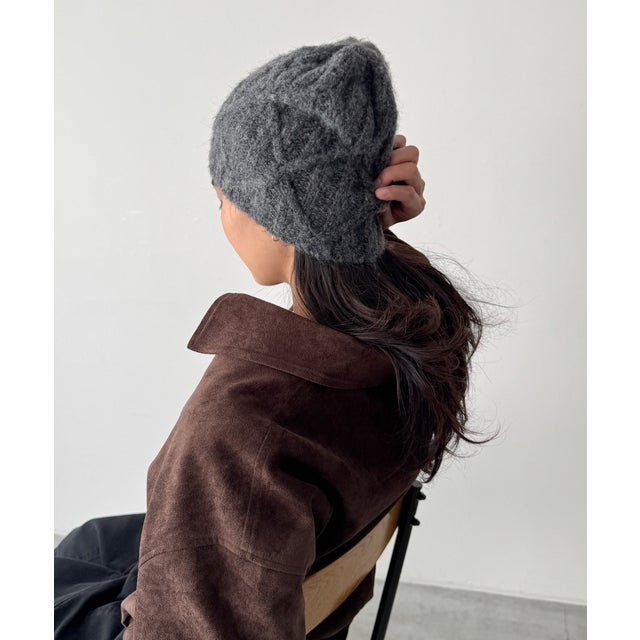 El mar ケーブル編みニットCAP （チャコールグレー）