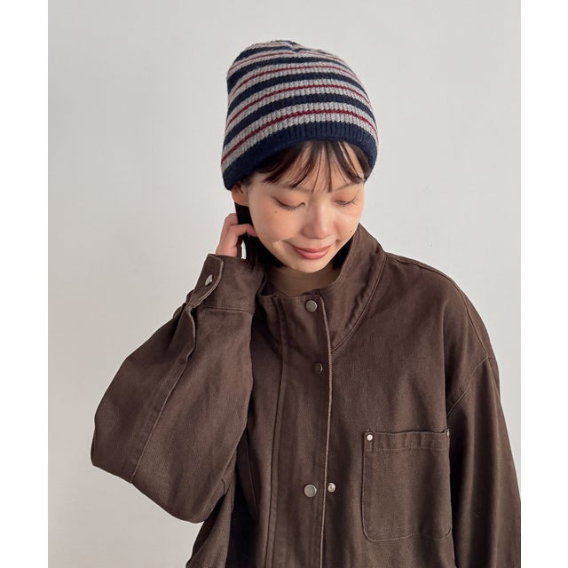 El mar レトロボーダーニットCAP （ネイビー）
