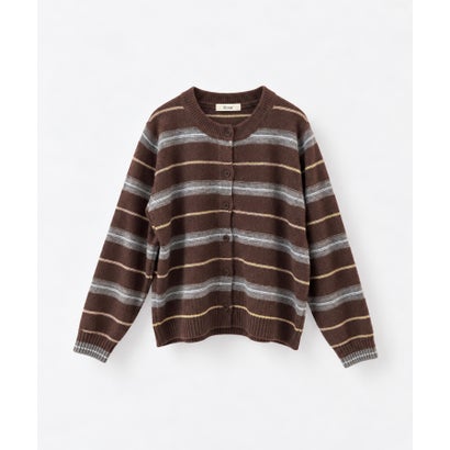El mar レトロボーダーカーディガン （ブラウン）｜詳細画像
