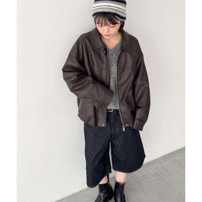 キャナルジーン CANAL JEAN El mar フェイクレザーZIPアップブルゾン （ブラック）｜詳細画像