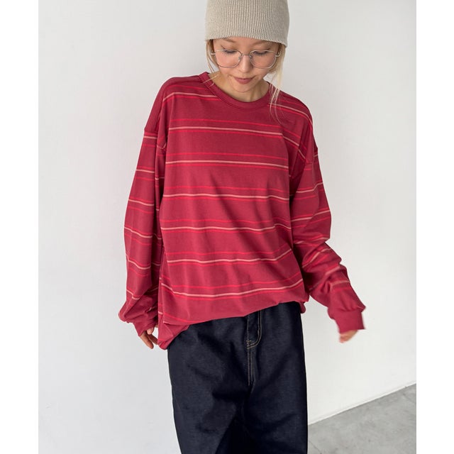 El mar カラーボーダーロンT （レッド）