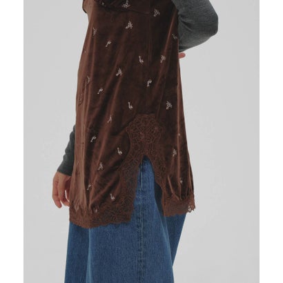 キャナルジーン CANAL JEAN TODAYFUL Petit Flower Velour Tunic プチフラワーベロアチュニック/12620411 （チョコ）｜詳細画像