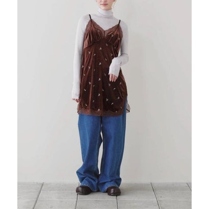 キャナルジーン CANAL JEAN TODAYFUL Petit Flower Velour Tunic プチフラワーベロアチュニック/12620411 （チョコ）｜詳細画像