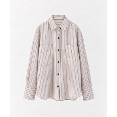 キャナルジーン CANAL JEAN anuke Opencollar Stripe Shirts オープンカラーストライプシャツ/62620414 （ピンク）｜詳細画像