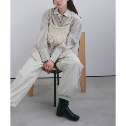 キャナルジーン CANAL JEAN anuke Opencollar Stripe Shirts オープンカラーストライプシャツ/62620414 （アイボリー）｜詳細画像