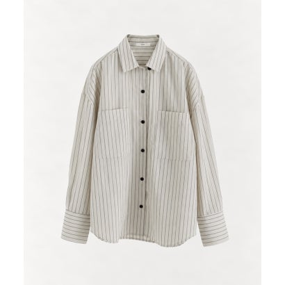 キャナルジーン CANAL JEAN anuke Opencollar Stripe Shirts オープンカラーストライプシャツ/62620414 （アイボリー）｜詳細画像