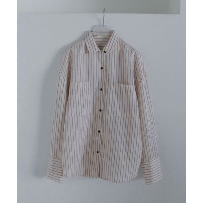 キャナルジーン CANAL JEAN anuke Opencollar Stripe Shirts オープンカラーストライプシャツ/62620414 （アイボリー）｜詳細画像