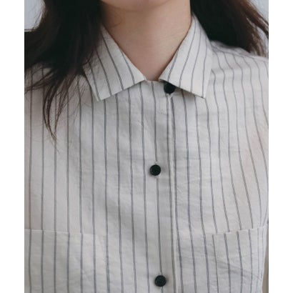 キャナルジーン CANAL JEAN anuke Opencollar Stripe Shirts オープンカラーストライプシャツ/62620414 （アイボリー）｜詳細画像