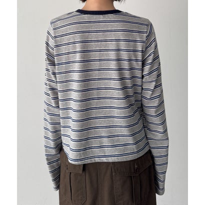 Lakey Park マルチボーダーロングTシャツ （レッド）｜詳細画像