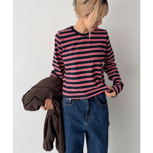 Lakey Park マルチボーダーロングTシャツ （レッド）