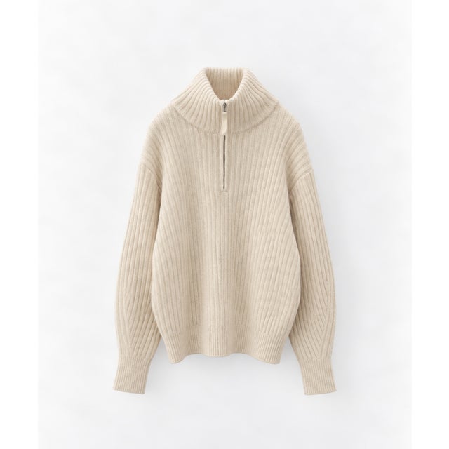 anuke Halfzip Rib Knit ハーフジップリブニット/62620550 （アイボリー）