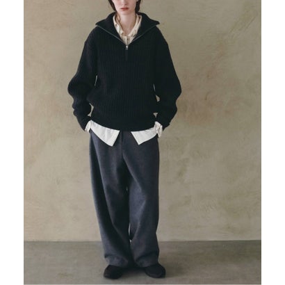 anuke Halfzip Rib Knit ハーフジップリブニット/62620550 （チャコールグレー）｜詳細画像