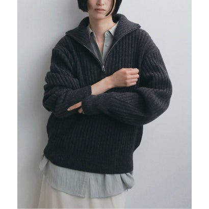 anuke Halfzip Rib Knit ハーフジップリブニット/62620550 （チャコールグレー）｜詳細画像