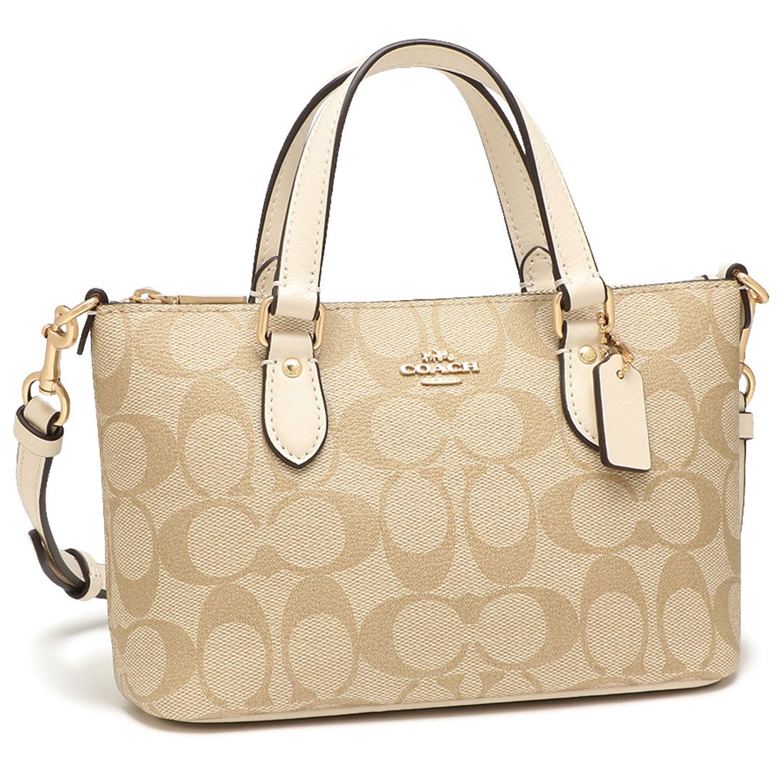 コーチ COACH アウトレット ショルダーバッグ シグネチャー ベージュ ホワイト レディース COACH CH468 IMDQC （ライトカーキ  チョーク）