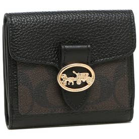 財布 二つ折り財布 アウトレット シグネチャーキャンバスミニ財布 ブラウン ブラック レディース 7250 IMAA8 （ブラック）