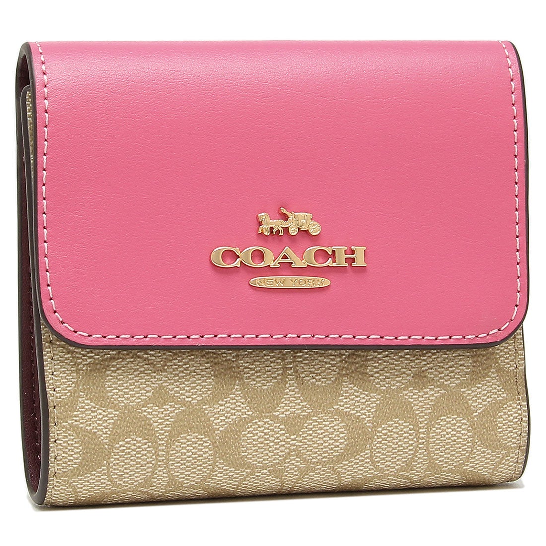 新品未使用 COACH コーチ 財布 三つ折り財布 カーキ ピンク - 折り財布