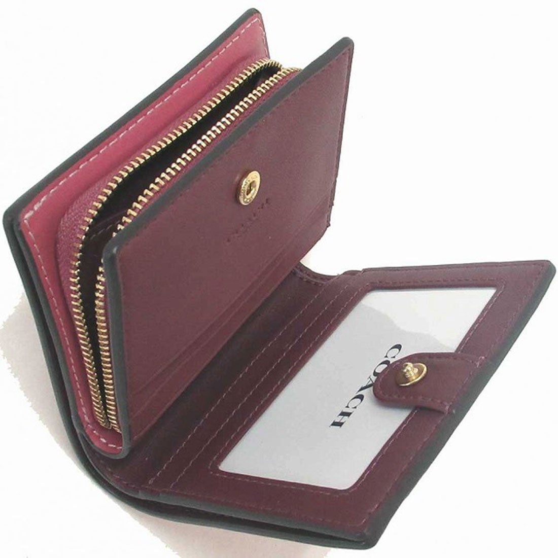 【新品・未使用】COACH 折財布 ファスナー スナップボタン シグネチャー柄