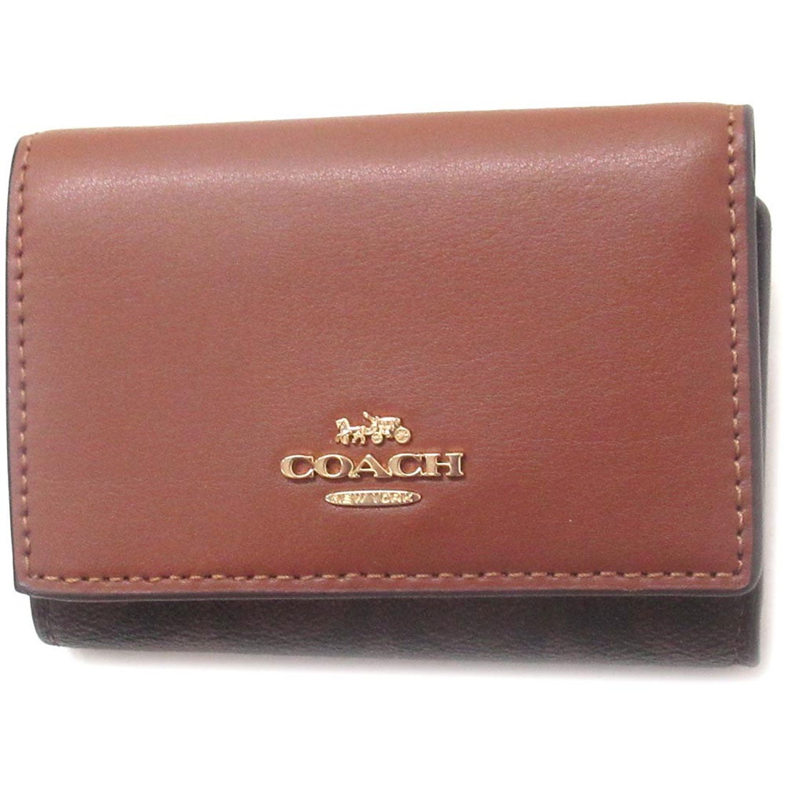 COACH コーチ 財布 三つ折り財布 ブラウン×レッド - 小物