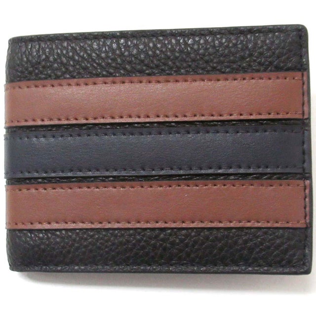 
                    財布 アウトレット メンズ  二つ折り財布 ビルフォールド スリム  スムースレザー ウォレット 3003 QBR64 （ブラック×サドル）