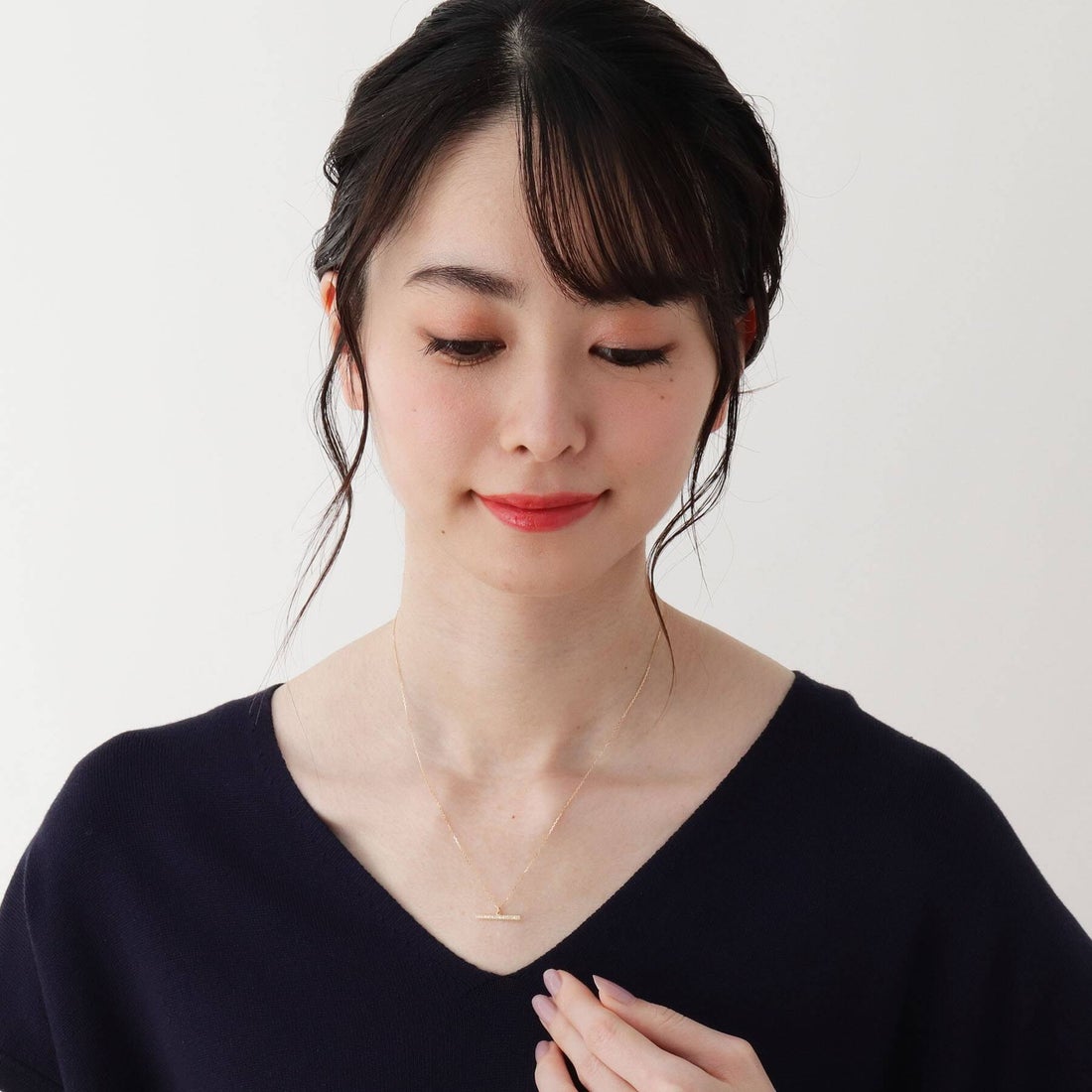 ココシュニック COCOSHNIK K18ダイヤモンド Tバー ネックレス大 