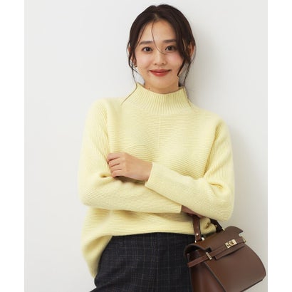 ◆【手洗い可／日本製／カシミヤ混／ヒップカバー】無縫製ニットトップス （サックスブルー(090)）｜詳細画像
