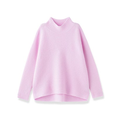 ◆【手洗い可／日本製／カシミヤ混／ヒップカバー】無縫製ニットトップス （ライトイエロー(030)）｜詳細画像