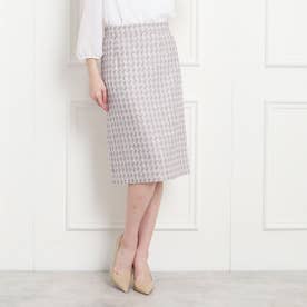 【日本製/セレモニー/ファンシーツィード/セットアップ可】華やかで上品に着映えるAラインスカート （ピンク(472)）