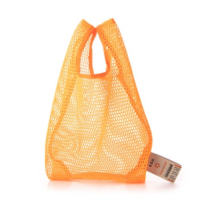 クーコ COOCO オリジナル柄テープxメッシュポーチ付マルシェ型バッグ （オレンジ）｜詳細画像