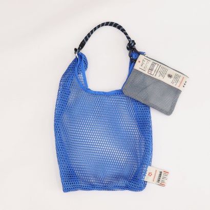 クーコ COOCO オリジナル柄テープxメッシュポーチ付マルシェ型バッグ （ブルー）｜詳細画像