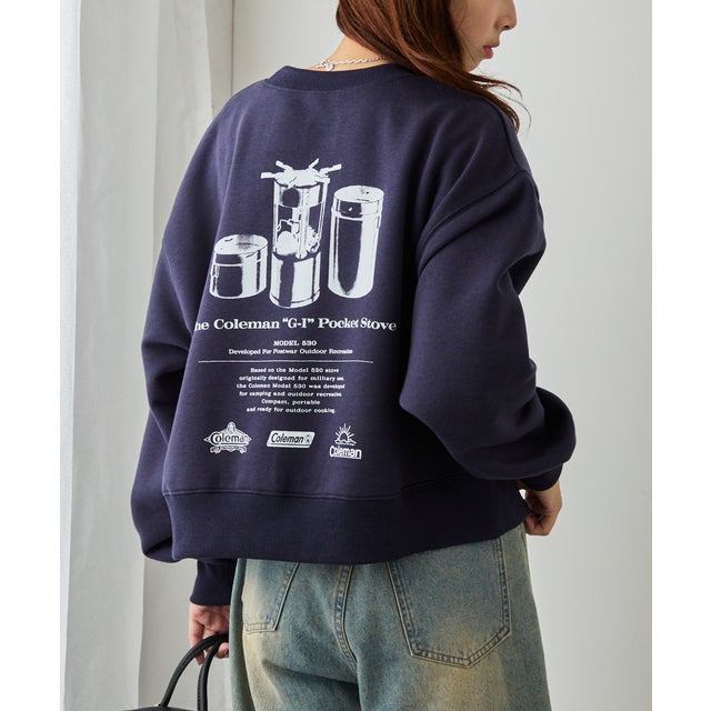 バックフリース アーカイブロゴプリントスウェット クルーネック （ネイビー）