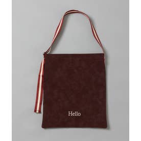 スエードライクラインテープフラットトート （WINE）