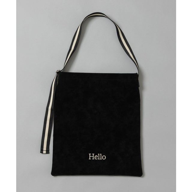 スエードライクラインテープフラットトート （BLACK）