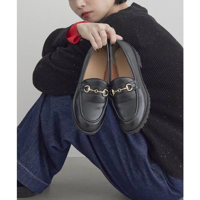 やみつきトラックソールビットローファー （BLACK）