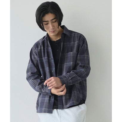 コーエン coen モールチェック柄オーバーシャツ （NAVY）｜詳細画像