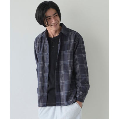 コーエン coen モールチェック柄オーバーシャツ （NAVY）｜詳細画像