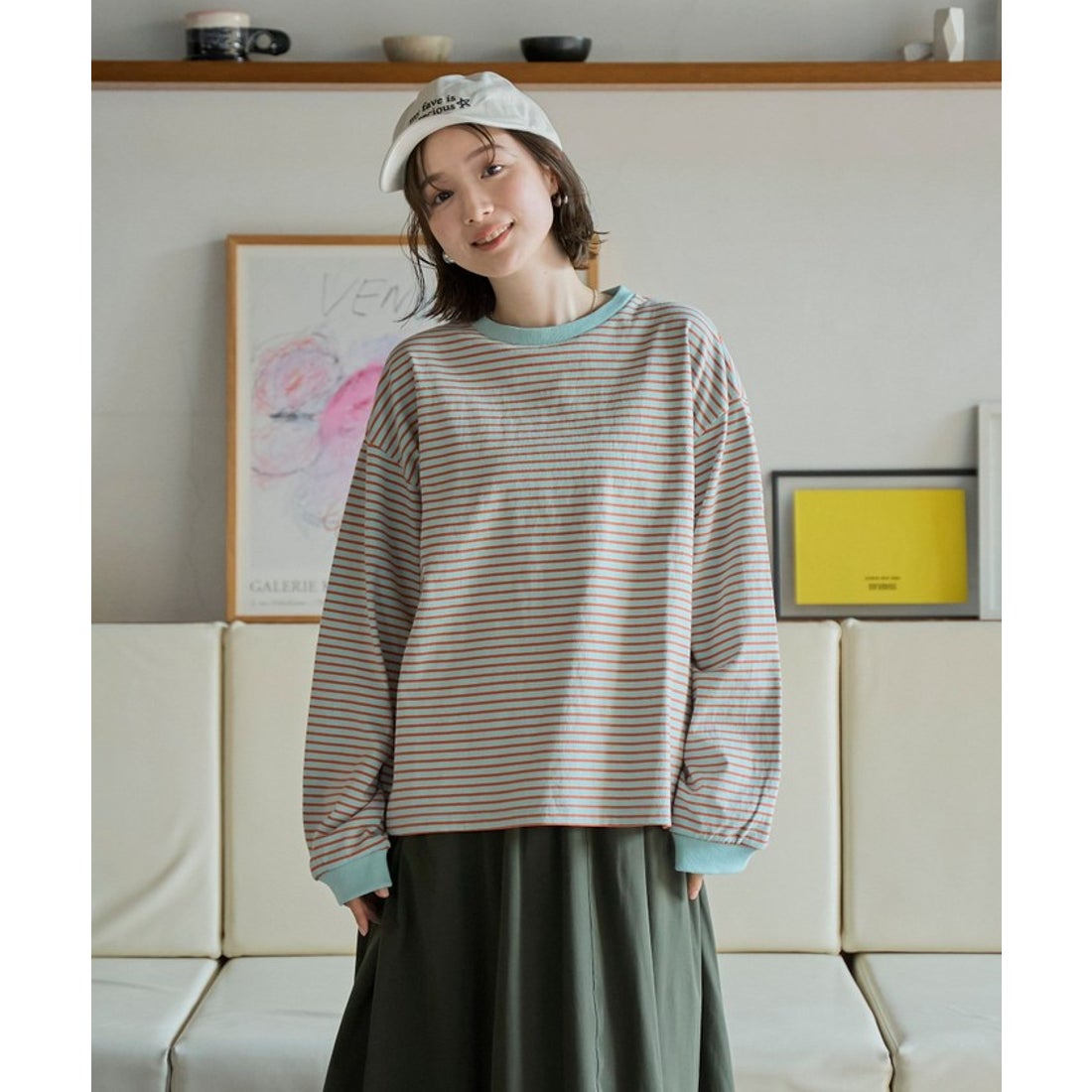 coen 【WEB限定】USAコットンレトロボーダーTシャツ - ファッション