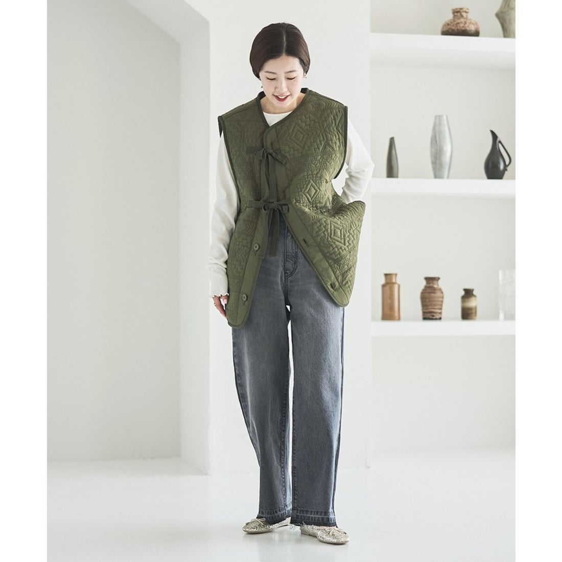 coen 幾何柄キルトリバーシブルベスト - ファッション通販 d fashion