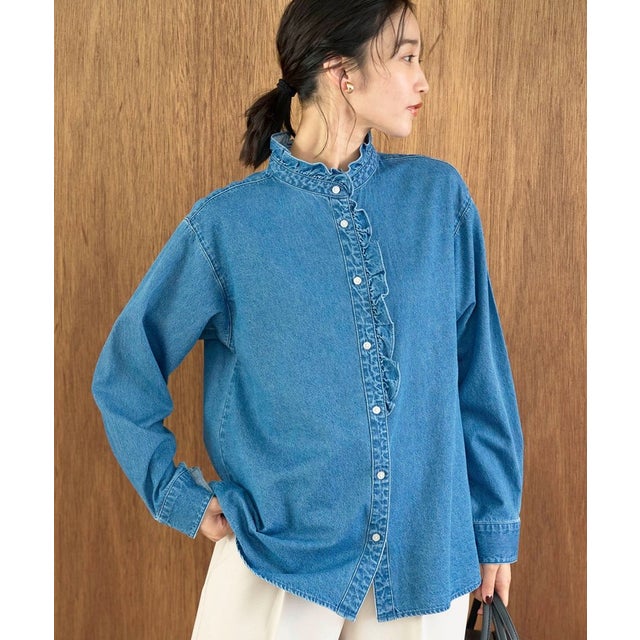 DENIM フリルブラウス （COBALT）