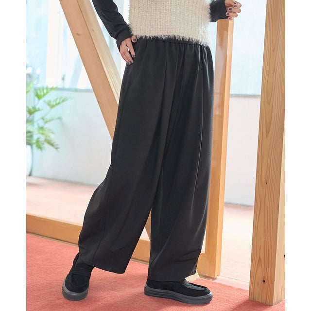 ■とろさらイージーカーブパンツ （BLACK）