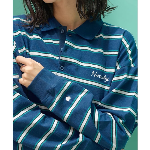 ハートモチーフラガーシャツ （TURQUOISE）