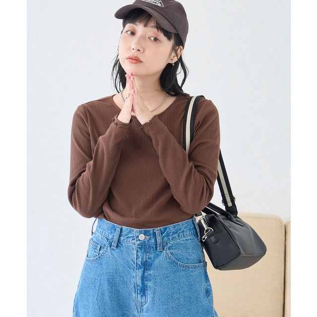 【定番 / 新色追加】メロークルーネックロンT （DK.BROWN）