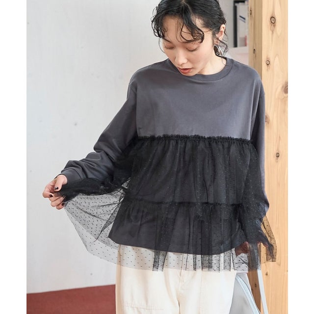チュールドッキングL/S-T （DK.GRAY）