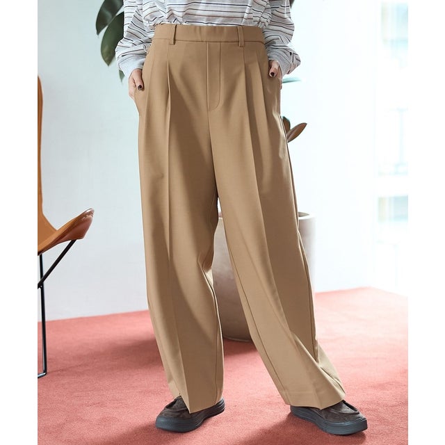 TR/ウールブレンド タックワイドPT （BEIGE）