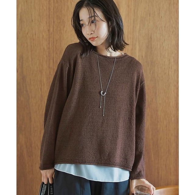 ミニブークレボートネックニットPO （DK.BROWN）