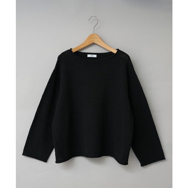 ミニブークレボートネックニットPO （BLACK）