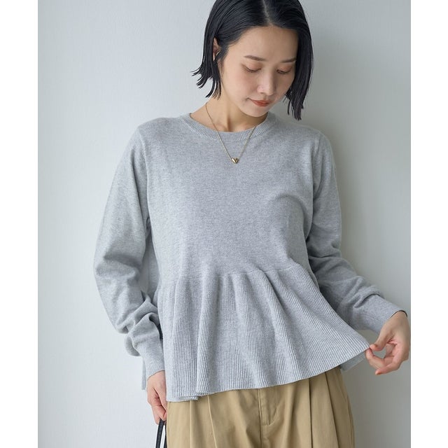 ソフトタッチコットンペプラムクルーPO （LT.GRAY）
