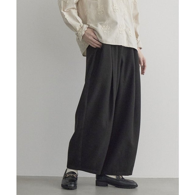 ウールライクイージーカーブパンツ （BLACK）