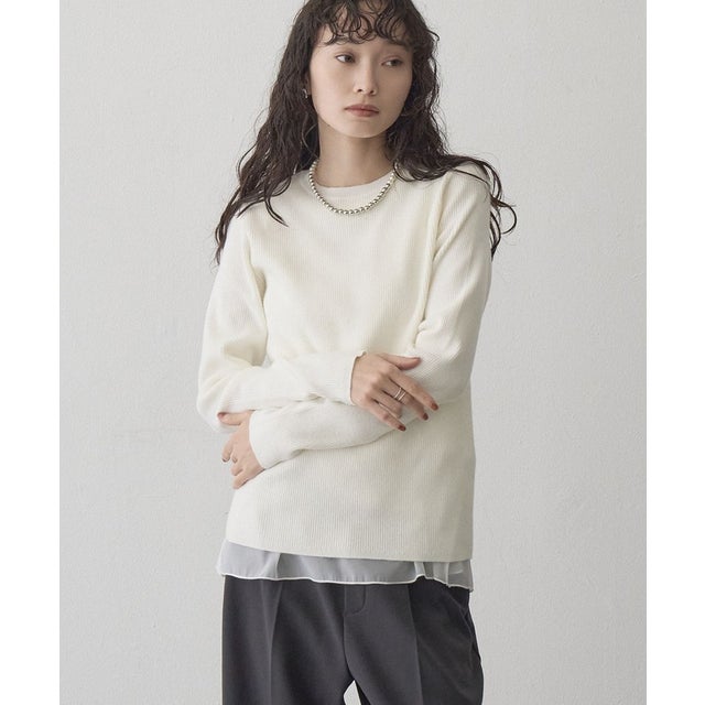 モチモチPBTリブクルーネックPOK （OFF WHITE）